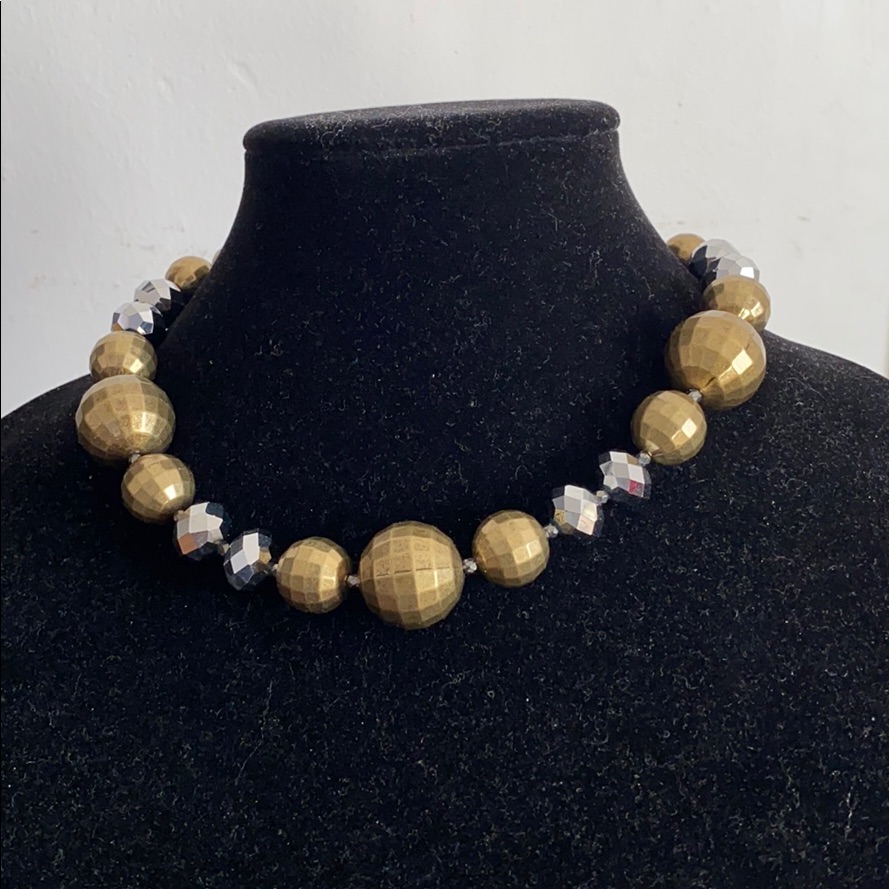 R.J. Graziano Pearl Bead Bronze Silver Necklace